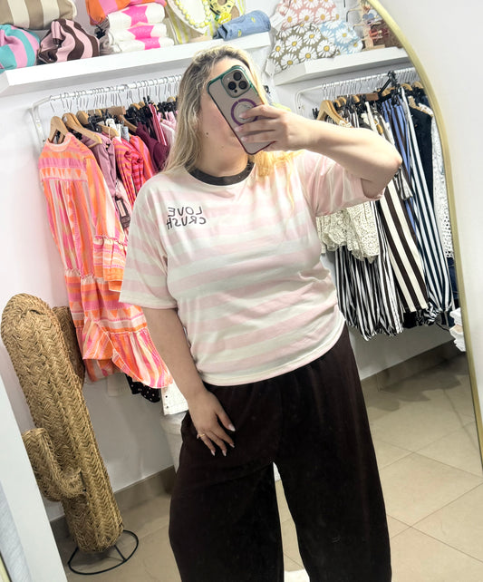Camiseta crush rosa y marrón