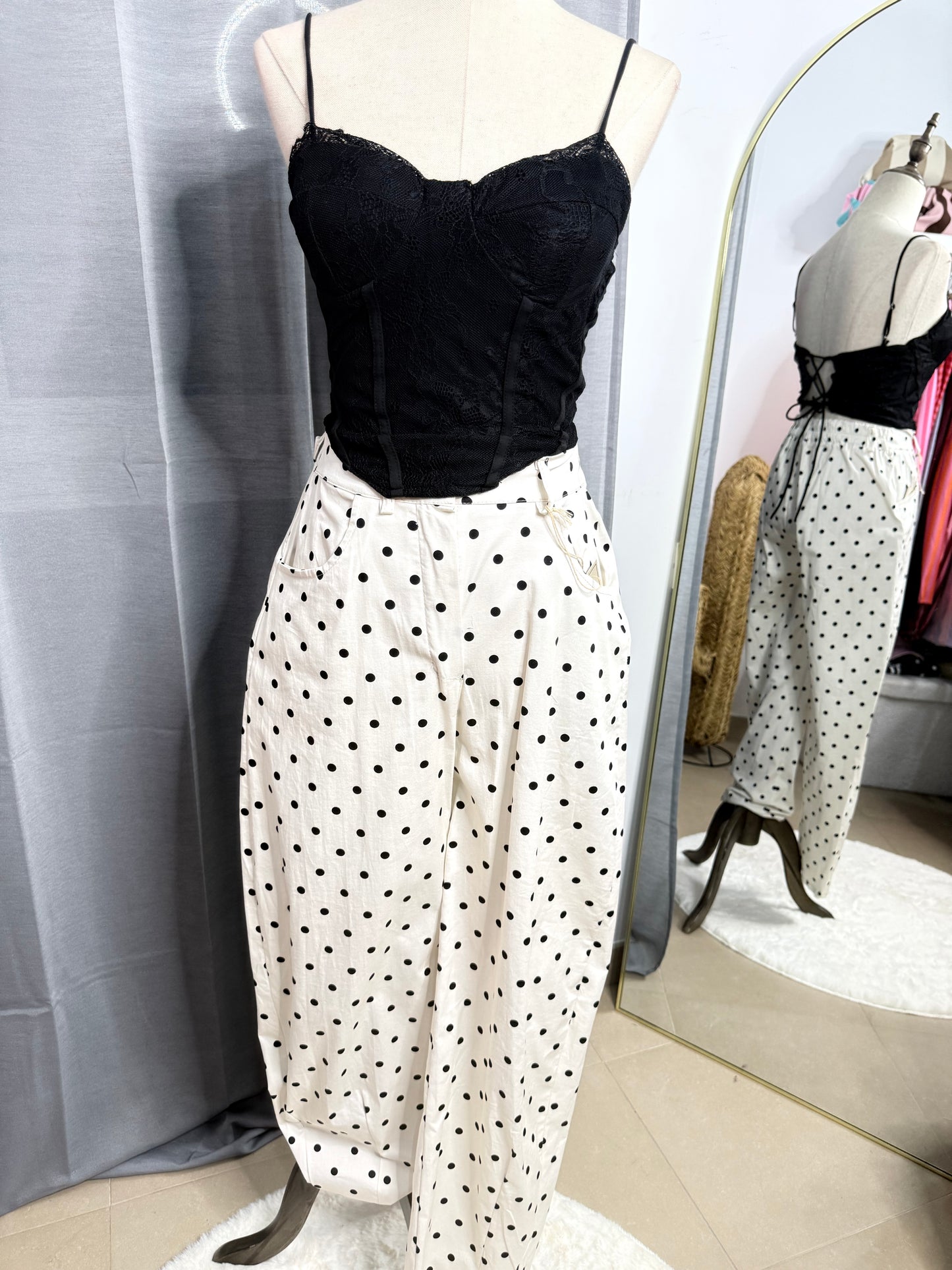 Pantalón lunares baloon beige