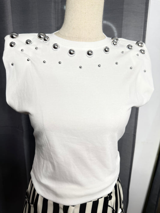 Camiseta tachuelas Blanca