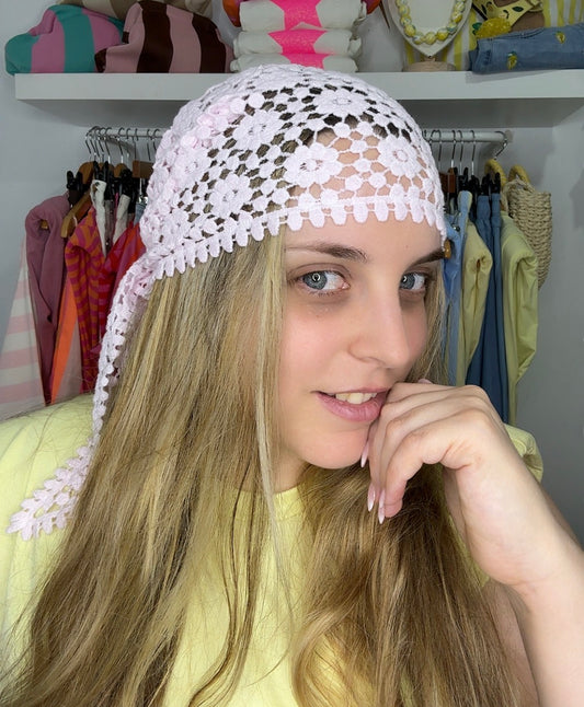 Pañuelo crochet rosa