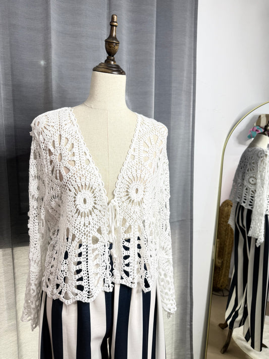 Chaqueta crochet blanca