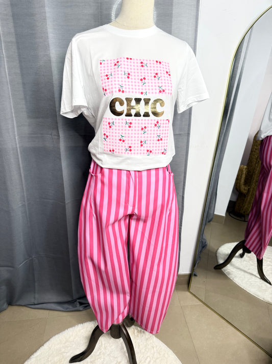Pantalón raya rosa baloon