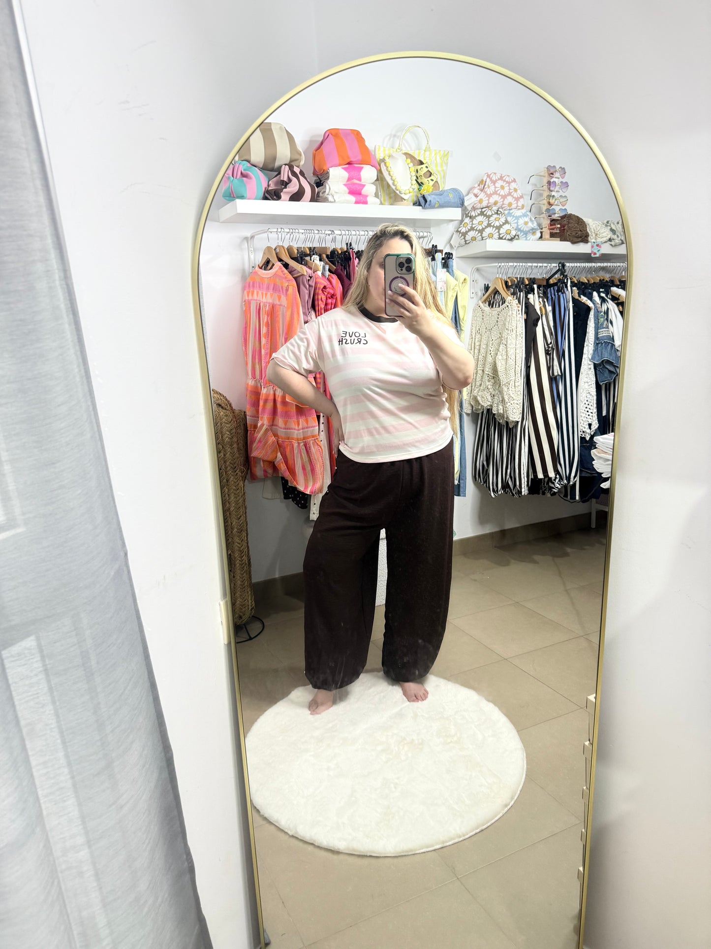 Camiseta crush rosa y marrón